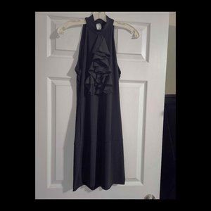 Black Sleeveless Ruffle Collar Dress